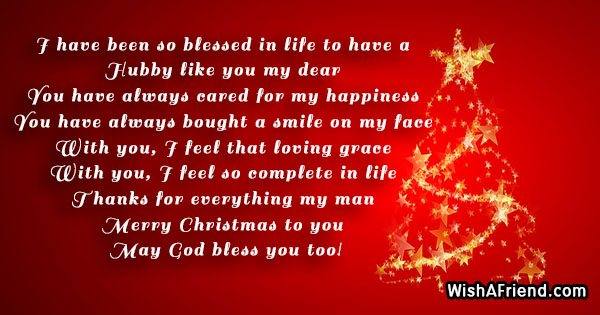 I have been so blessed in, Christmas Message for Husband