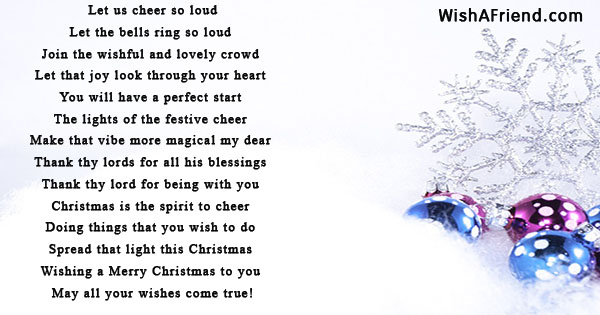 Let Us Cheer So Loud Christmas Poem