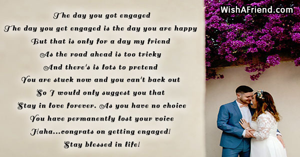 The day you got engaged , Funny Engagement Poem