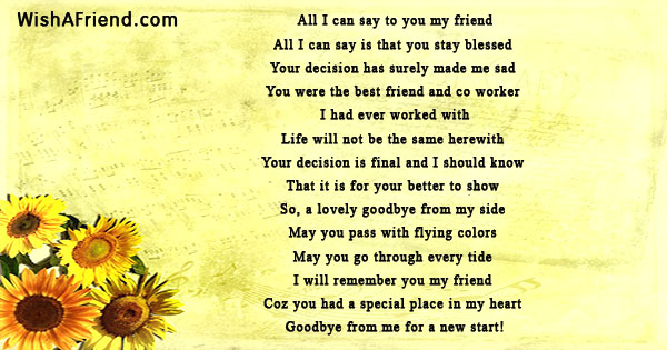 Friend a goodbye poems to say to Funeral Poems