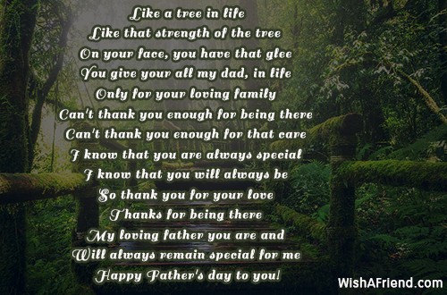 Like a tree in life , Father's Day Poem