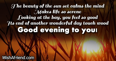 The beauty of the sun set, Good Evening Message