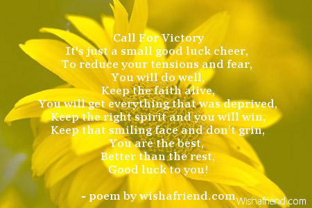 Call For Victory, Good Luck Poem