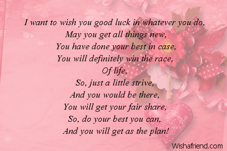 A Wish For You Good Luck Poem