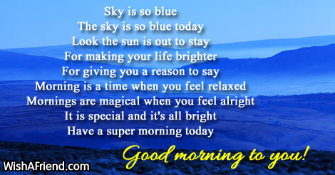 Good Morning Poem For Girlfriend, Sky is so blue