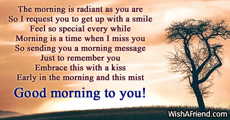 Good Morning Poem for Her, The radiant morning Quotes About Missing Her Smile