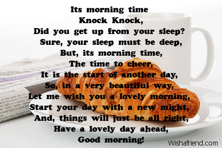 Good Morning Poem, Its morning time