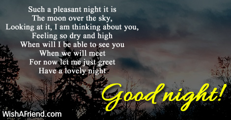 Such a pleasant night it is, Good Night Poem for Her