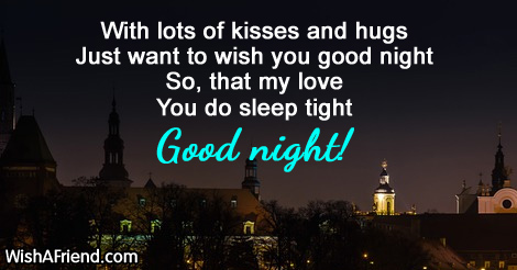 With Lots Of Kisses And Hugs Just Good Night Message For Wife