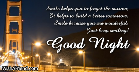 Smile helps you to forget the, Good Night Message