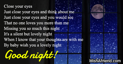 Close your eyes, Good Night Poem for Him