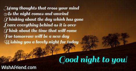 Many thoughts that cross your mind, Good Night Greetings