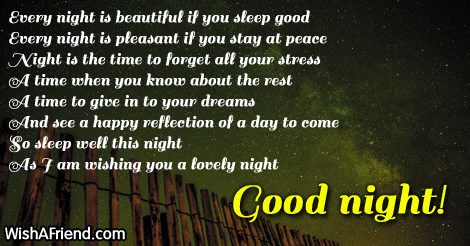 Every night is cool, Good Night Poem