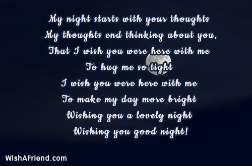 My night starts with your thoughts, Cute Good Night Message