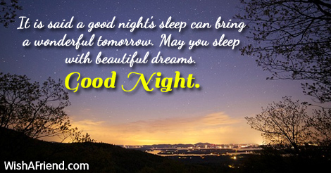 It is said a good night's, Good Night Message