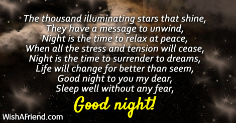 Stars in the night, Good Night Poem