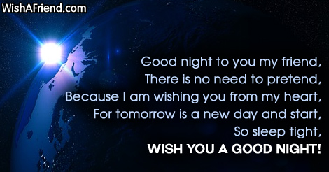 Good night to you my friend,, Good Night Message