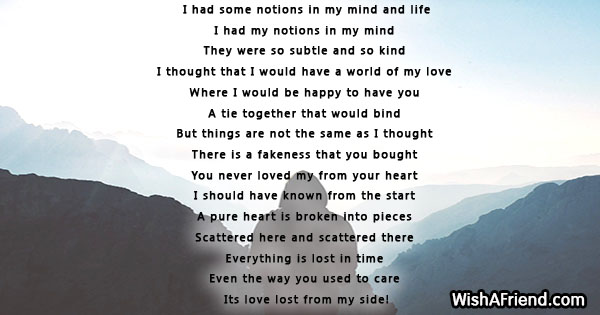 I Had Some Notions In My Mind And Life Lost Love Poem