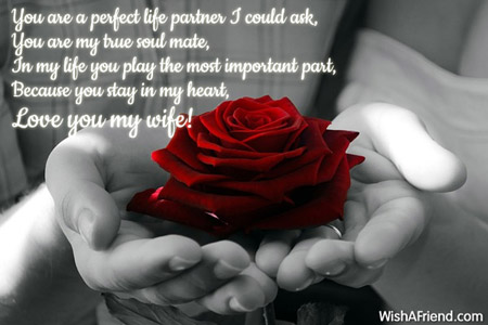 You are a perfect life partner, Love Message For Wife