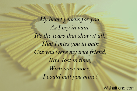 Missing You Friend Poems