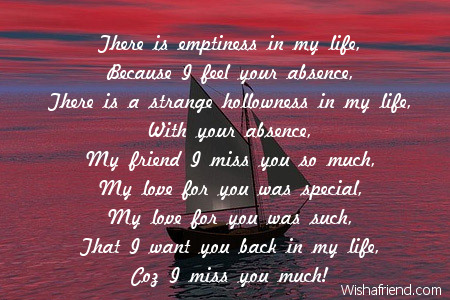 Missing You Friend Poems
