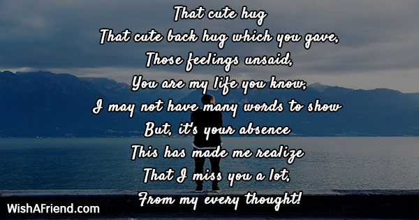 That cute hug , Missing You Poem for Girlfriend