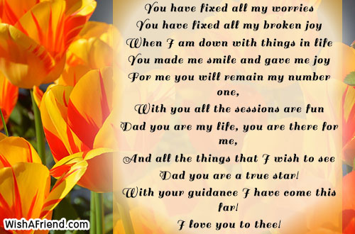You have fixed all my worries, Poem For Father