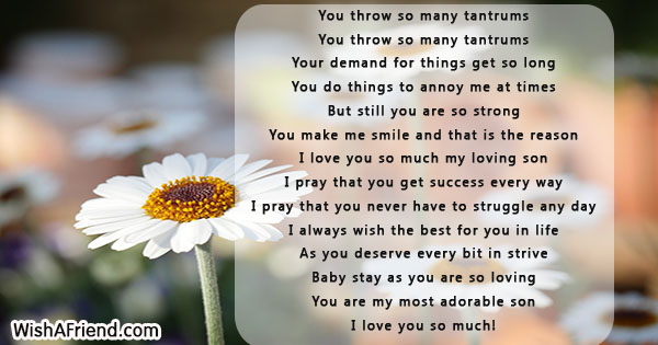 You throw so many tantrums, Poem For Son Quotes About Missing Her Smile