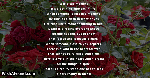 It is a sad moment, Poem About Death