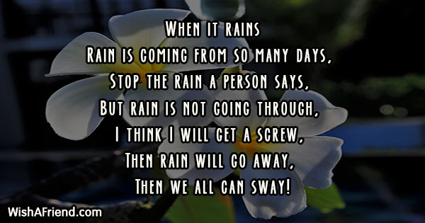 When it rains, Funny Poem