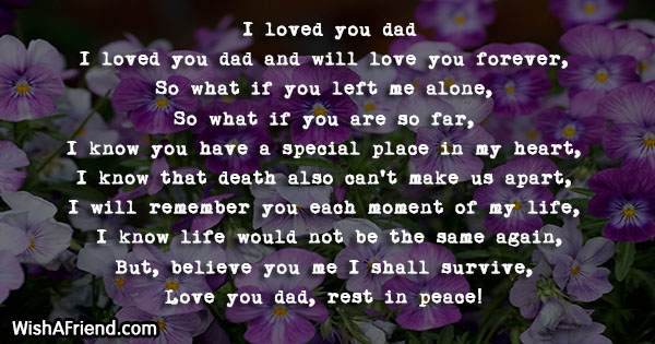 Short Poems For Dads Funeral