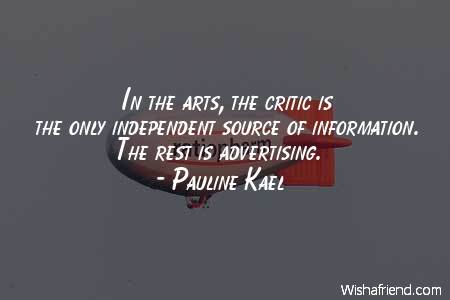 advertising-In the arts, the critic