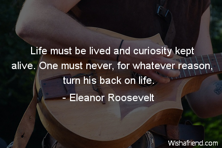 curiosity-Life must be lived and