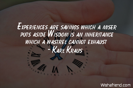 experience-Experiences are savings which a