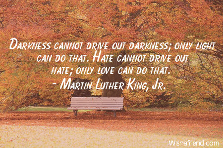 hate-Darkness cannot drive out darkness;