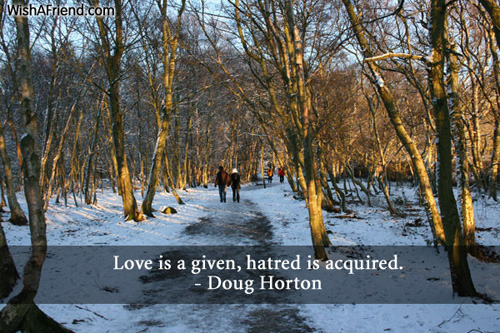 love-Love is a given, hatred