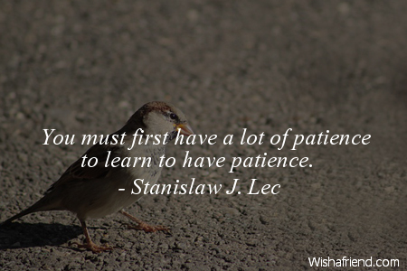 patience-You must first have a