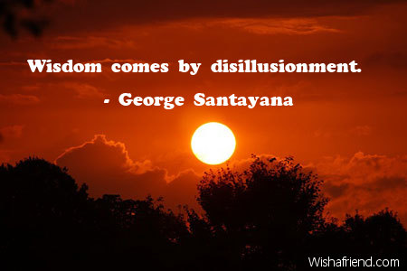 wisdom-Wisdom comes by disillusionment.