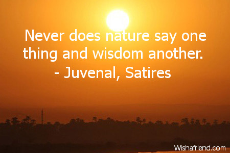 wisdom-Never does nature say one