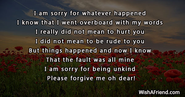 I Am Sorry For Whatever Happened I Am Sorry Messages