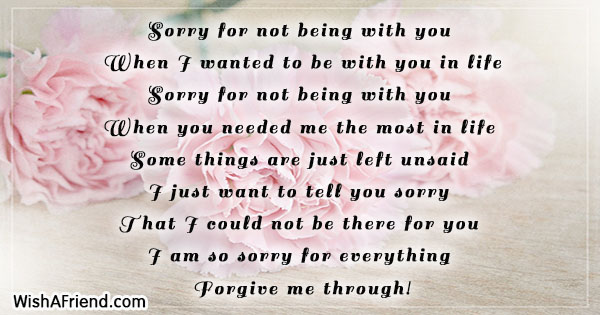 Sorry for not being with you, Sorry Message