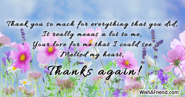 Thank you so much for everything, Thank You Card Message