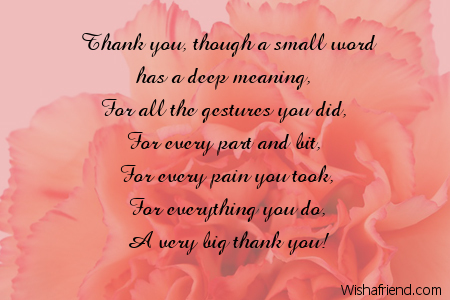 Thank You Though A Small Word Thank You Message