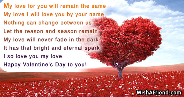 My love for you will remain, Romantic Valentine's Day Love Message